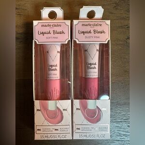 2 Pk Marie Claire Paris Liquid Blush Dusty Pink & Soft Pink, Buildable Formula